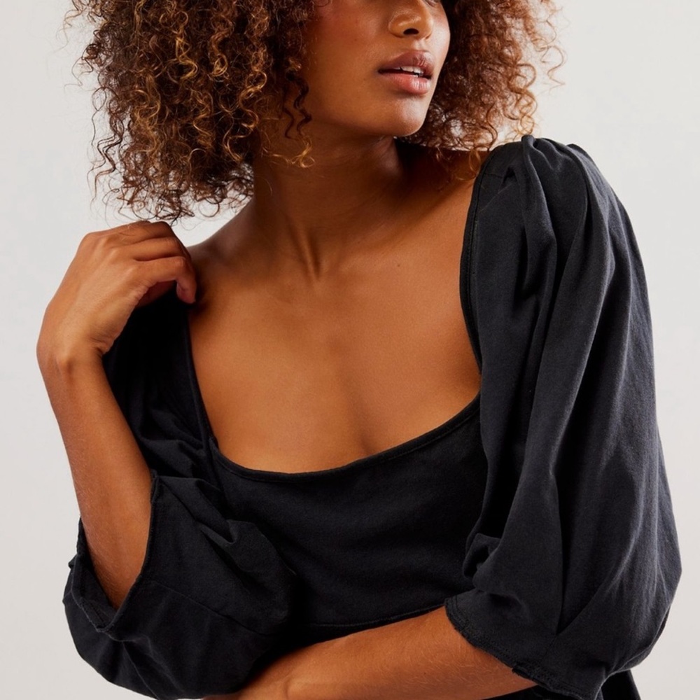 Free People Lotta Love Romper Black Large Athleisure